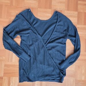 Wrap-Style Long Sleeve Sweater in Deep Teal